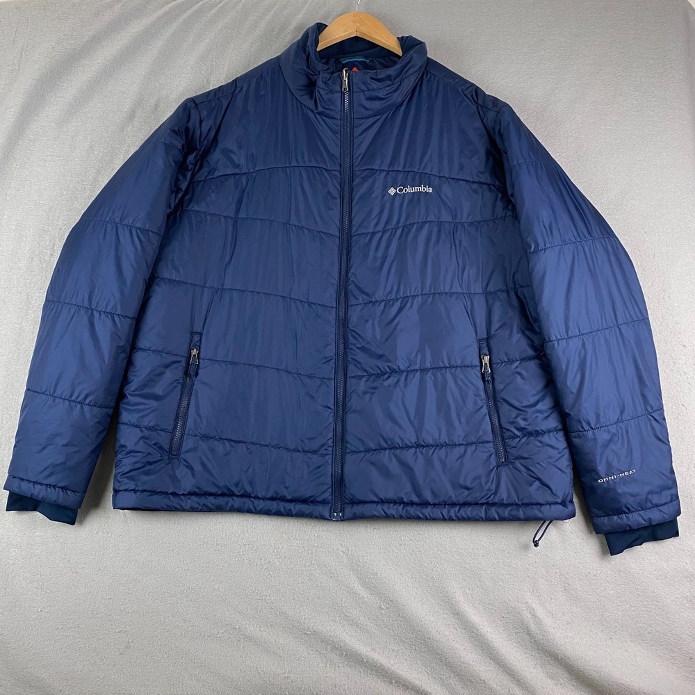 Columbia Jacket Mens XXL navy Omni-Heat Interchange Insulated Puffer Full Zip